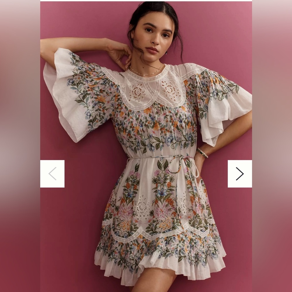FARM Rio Floral Mini Dress - White and Multicolor